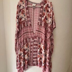 Knox Rose Kimono - Flowy Boho Festival Peasant Vintage Romantic Artsy Fresh -2XL